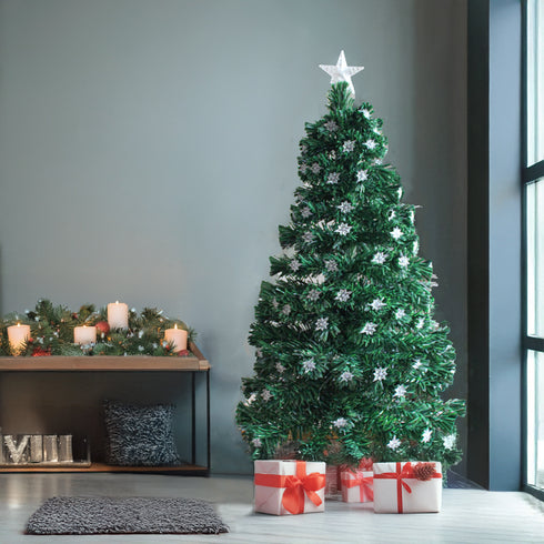 Star Lights Green Christmas Tree Pre-Lit Fibre Optic Ultra-bright Multicolour Flashing Lights